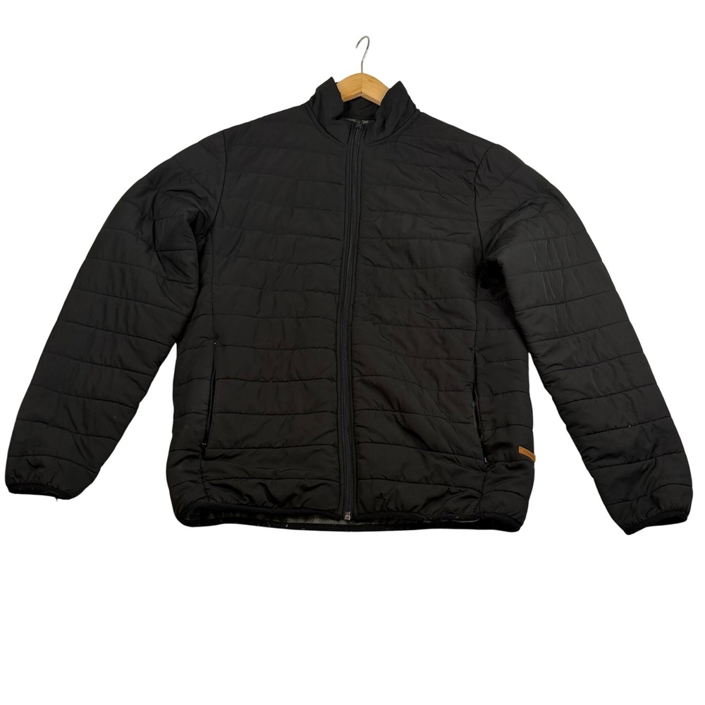 Voyager Mens Black Quilted Puffer Jacket Fleece Lined Full Zip Size Medium